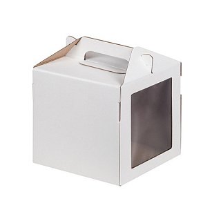 картинка Упаковка под торт, пряничный домик и кулич - Белая, 20x20x20см. 