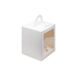 картинка Упаковка под торт, пряничный домик и кулич, белая, 12.5*12.5*15см. 