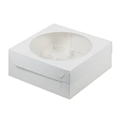 картинка Коробка c круглым окном на 9 капкейков - Белая, 235х235h100мм. 