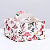 картинка Коробка с окном для бенто-торта "Цветочная роспись", 14*14*h8см. 