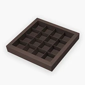 картинка Упаковка для 16 конфет с пластиковой крышкой, шоколад,  200*200*30мм. 