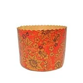 Бумажная куличная форма - "Подсолнухи на красном", 110/85мм. 300гр. 5шт.