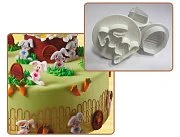 Набор вырубок c выталкивателем - "Заяц, морковь, корзинка", 3шт. (40-W195S) 