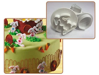 Набор вырубок c выталкивателем - "Заяц, морковь, корзинка", 3шт. (40-W195S) 