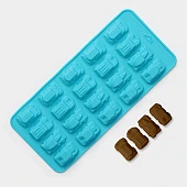 картинка Форма для льда и кондитерских украшений "Автомобили", 22*10*1,8, 20 ячеек. 