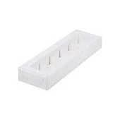 картинка Упаковка для 5 конфет с пластиковой крышкой - Белая, 235х70х30 мм 