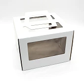 картинка Упаковка для торта, с ручкой и окном, белая, 30*30*h22см. 