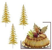 картинка Пластиковая фигурка для торта - "Ель золотая" (14409/p) 