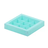 картинка Упаковка для 9 конфет с пластиковой крышкой - Тиффани, 155х155х30 мм 