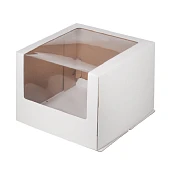картинка Упаковка для торта с увеличенным окошком, белая, 30*30*h22см. 