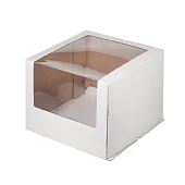 картинка Упаковка для торта с увеличенным окошком, белая, 26*26*h21см. 