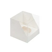 картинка Упаковка с пластиковой крышкой на 1 капкейк - Белая, 100х100х100мм. 