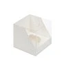 картинка Упаковка с пластиковой крышкой на 1 капкейк - Белая, 100х100х100мм. 