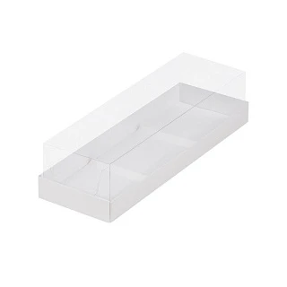 картинка Упаковка под муссовые пирожные с пластиковой крышкой - Белая, 260х85х60 мм 