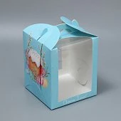 картинка Коробка с окном для кулича "Пасха", 15*15*h18см. 