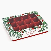 картинка Коробка для 12-ти конфет "Новогодний аромат", 14,4*18,4*3,8см. 