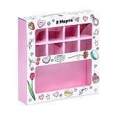 картинка Коробка для 8 конфет и плитки шоколада "8 марта", 17,7*17,85*3,8см. 