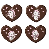 картинка Украшение из темной глазури, "Купидон", Сердце, розовый, 144шт. 