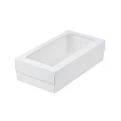 картинка Упаковка для макарон и кондитерской продукции с окном - Белая 210х110х55 мм 