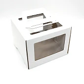 картинка Упаковка для торта с ручками и окном, белая, 26*26*h20см. 