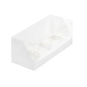 картинка Упаковка с пластиковой крышкой на 3 капкейка - Белая, 240х100х100мм. 