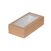 картинка Упаковка для макарон и кондитерской продукции с окном - Крафт 210х110х55 мм 