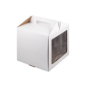 картинка Упаковка для торта с ручками и окном, белая, 26*26*h28см. 