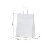 картинка Бумажный крафт пакет с кручеными ручками, белый, 260*150*350 мм. 