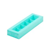 картинка Упаковка для 5 конфет с пластиковой крышкой - Тиффани, 235х70х30 мм 