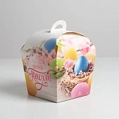 картинка Коробка для кулича "Светлой Пасхи", разноцветная, 17*17*h26см. 