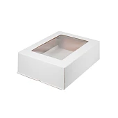 картинка Упаковка для торта, с окном, прямоугольная, белая, 40*30*h12см. 