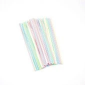 Трубочки для напитков, белые в цветную полоску, 50шт. 