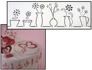 Пластиковый трафарет - "Вазы с цветами", 90*340мм. (40-W170) 