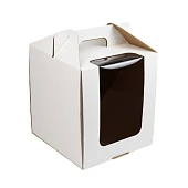 картинка Упаковка для торта с ручками и окном, белая, 24*24*h26см. 