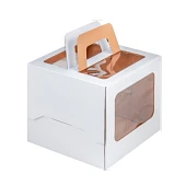 картинка Упаковка для торта с ручками и окном, белая, 22*22*h20см. 