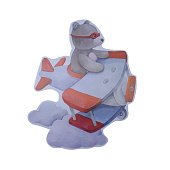 картинка Топпер для торта - "Мишка в самолете", голубой 