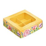 картинка Упаковка для 4 конфет "Цветы", 10,5*10,5*3,5см. 