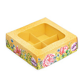 картинка Упаковка для 4 конфет "Цветы", 10,5*10,5*3,5см. 