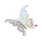 картинка Топпер пластиковый "Бабочки", 12шт., цвет голография серебро 