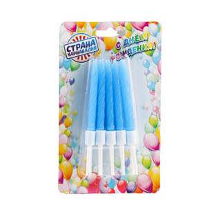 картинка Свечи для торта "Неон", 10 шт, синие, 7см. 