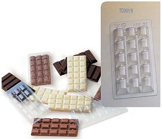 картинка Набор форм для отливки шоколадных фигурок - "Плитка шоколада", 5шт. (TC 001/5) 