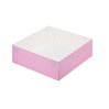 картинка Упаковка для зефира, тортов и пирожных - Розовая, 200х200х70 мм 