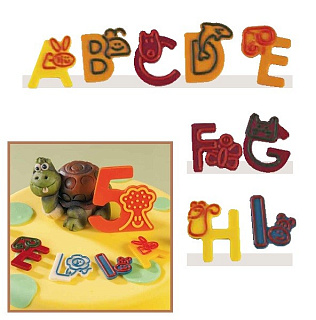 картинка Набор форм для создания шоколадных конфет с рисунком - "Веселые буквы A-I", 2шт. (20-C018) 