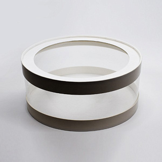 картинка Упаковка для торта и пирожных, шляпная, прозрачные стенки и окно, белая, 28*h12см. 