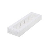 картинка Упаковка для 5 конфет с пластиковой крышкой - Белая, 235х70х30 мм 