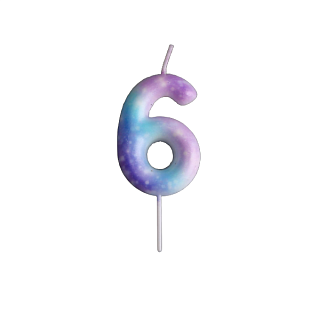 картинка Свеча в торт Космос, "6", 5,5*8см. 
