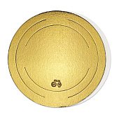 картинка Подложка круглая, картон, зол./бел., 26см., 3.2мм., 1шт. 