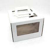 картинка Упаковка для торта, с ручкой и окном, белая, 30*30*h22см. 