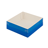 картинка Упаковка для зефира, тортов и пирожных - Синяя матовая, 200х200х70 мм 