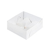 картинка Упаковка для 4 моти с пластиковой крышкой, белая, 12*12*h5.5см. 